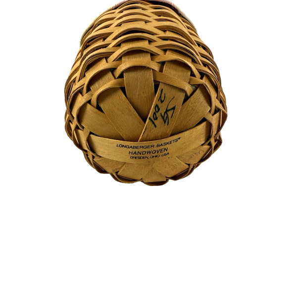 2001 Longaberger Foyer Basket w/Liner, Protector & Metal Hanger 7.5"RD x 8.75"H - Picture 4 of 4